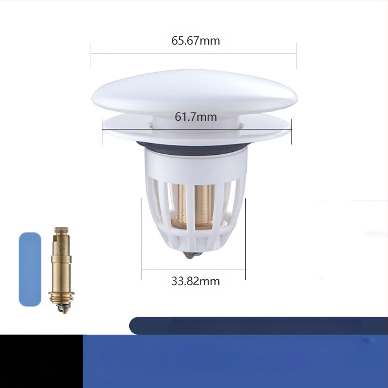 Kerámiából készült mosdólefolyó dugó rugós maggal – nyomógombos működés, anti-odor, modern minimalist stílus