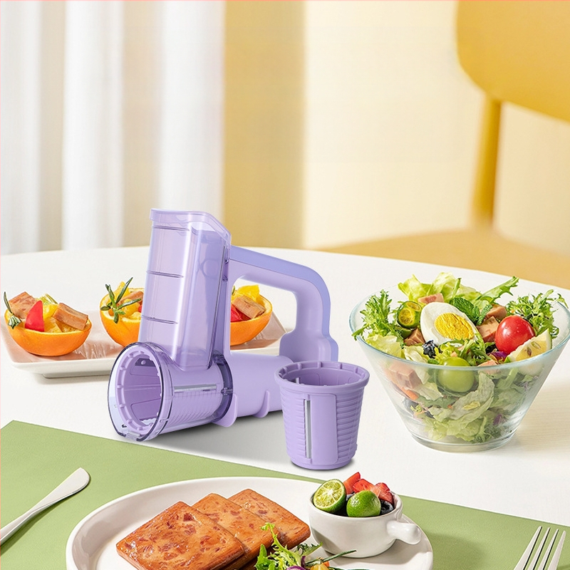 Elektrinis daugiafunkcinis daržovių pjaustytuvas su volelių pjaustytuvu — ABS korpusas, įmanoma pritaikyti, tinka julienne bulvėms ir sūriui