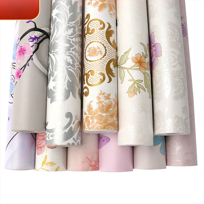 Lanfeng lipnios PVC tapetai, Europos stiliaus, atsparios drėgmei, gėlių raštas, 3 sluoksnių konstrukcija