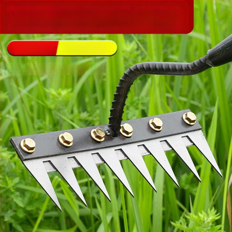 Sodo grėblių ir kultivatoriaus rinkinys – mangano plienas, penkių dantų dizainas, daugiakomponentis įrankis, žemės atpalaidavimas ir piktžolių ravėjimas