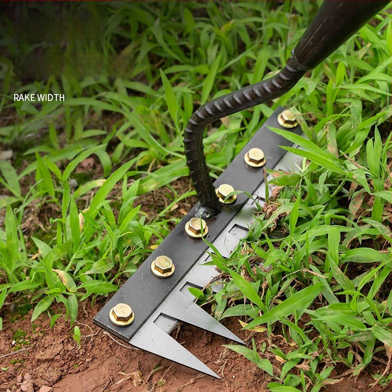 Sodo grėblių ir kultivatoriaus rinkinys – mangano plienas, penkių dantų dizainas, daugiakomponentis įrankis, žemės atpalaidavimas ir piktžolių ravėjimas