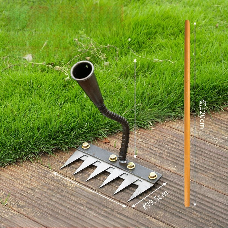 Sodo grėblių ir kultivatoriaus rinkinys – mangano plienas, penkių dantų dizainas, daugiakomponentis įrankis, žemės atpalaidavimas ir piktžolių ravėjimas