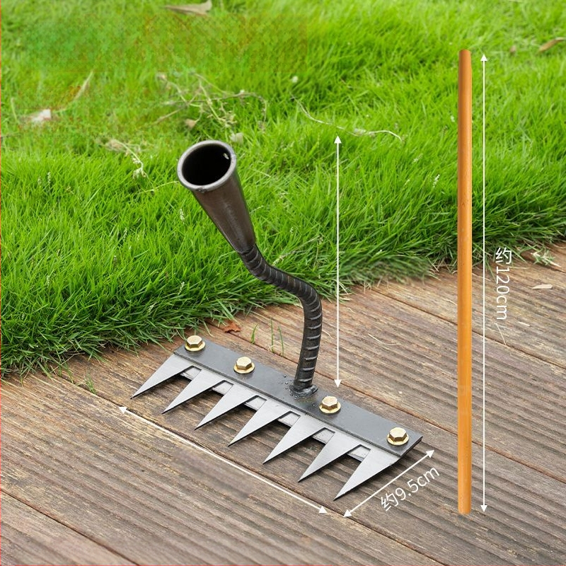 Sodo grėblių ir kultivatoriaus rinkinys – mangano plienas, penkių dantų dizainas, daugiakomponentis įrankis, žemės atpalaidavimas ir piktžolių ravėjimas