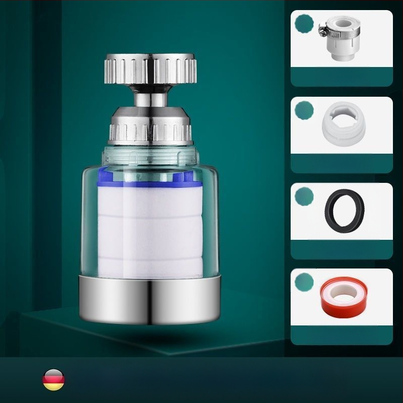 Mājas izlietnes filtrs ar trīs ātrumu universālo savienojumu, pret šļakstīšanos. Materiāls: ABS; Modelis: 22/24 mm; Pārklājums: elektroplēšana; Uzstādīšana: griežams vītņojums; Darba temperatūra: 0–80°C; Nominālais spiediens: 1 bar.