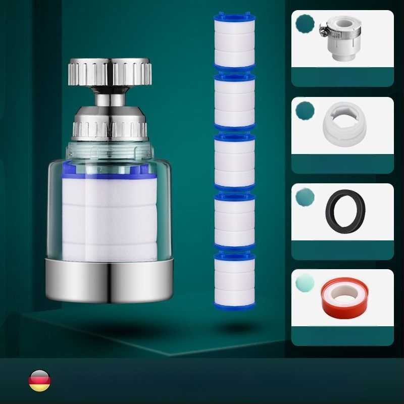 Mājas izlietnes filtrs ar trīs ātrumu universālo savienojumu, pret šļakstīšanos. Materiāls: ABS; Modelis: 22/24 mm; Pārklājums: elektroplēšana; Uzstādīšana: griežams vītņojums; Darba temperatūra: 0–80°C; Nominālais spiediens: 1 bar.