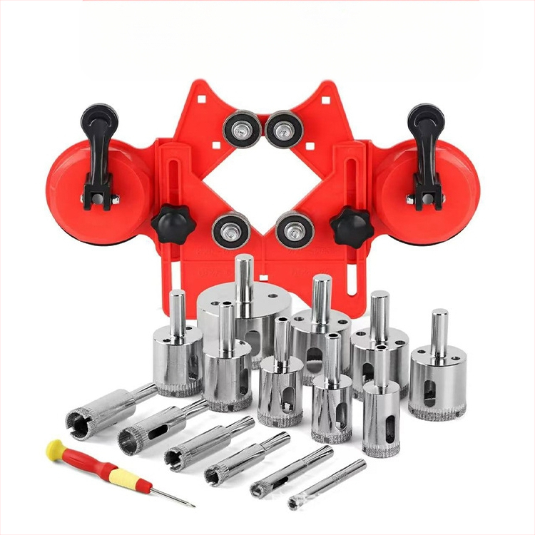 Позиционер за дупки при плочки и стъкло с вакуумен държач — прецизен инструмент за пробиване