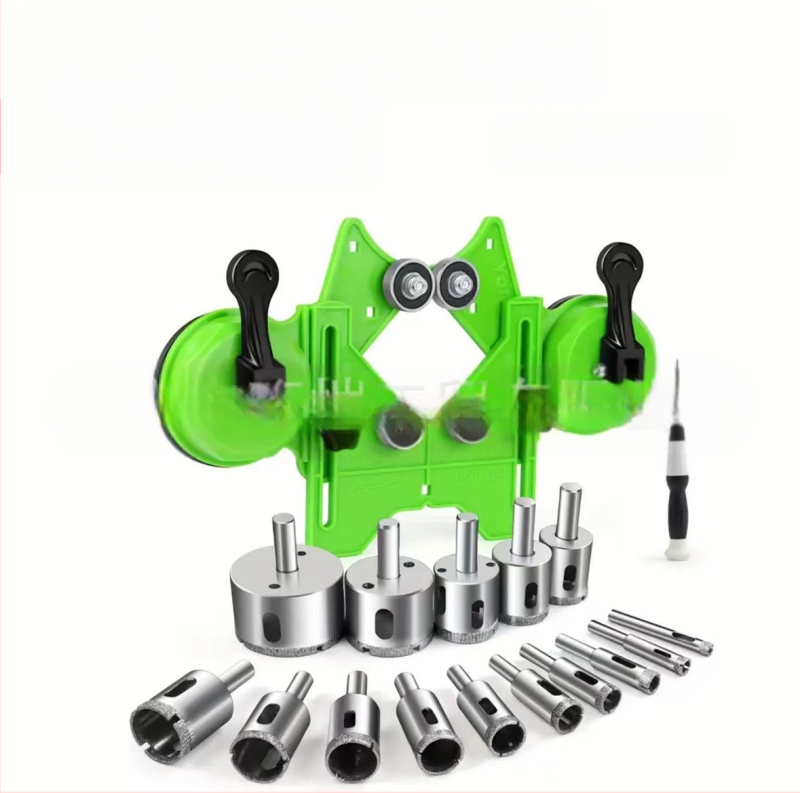 Позиционер за дупки при плочки и стъкло с вакуумен държач — прецизен инструмент за пробиване