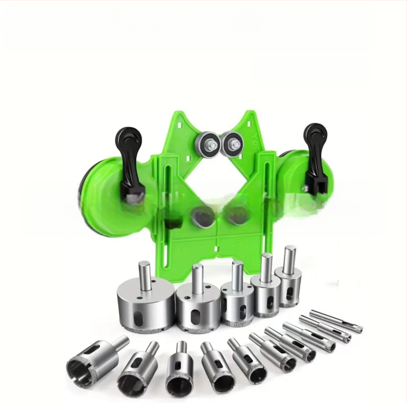 Позиционер за дупки при плочки и стъкло с вакуумен държач — прецизен инструмент за пробиване