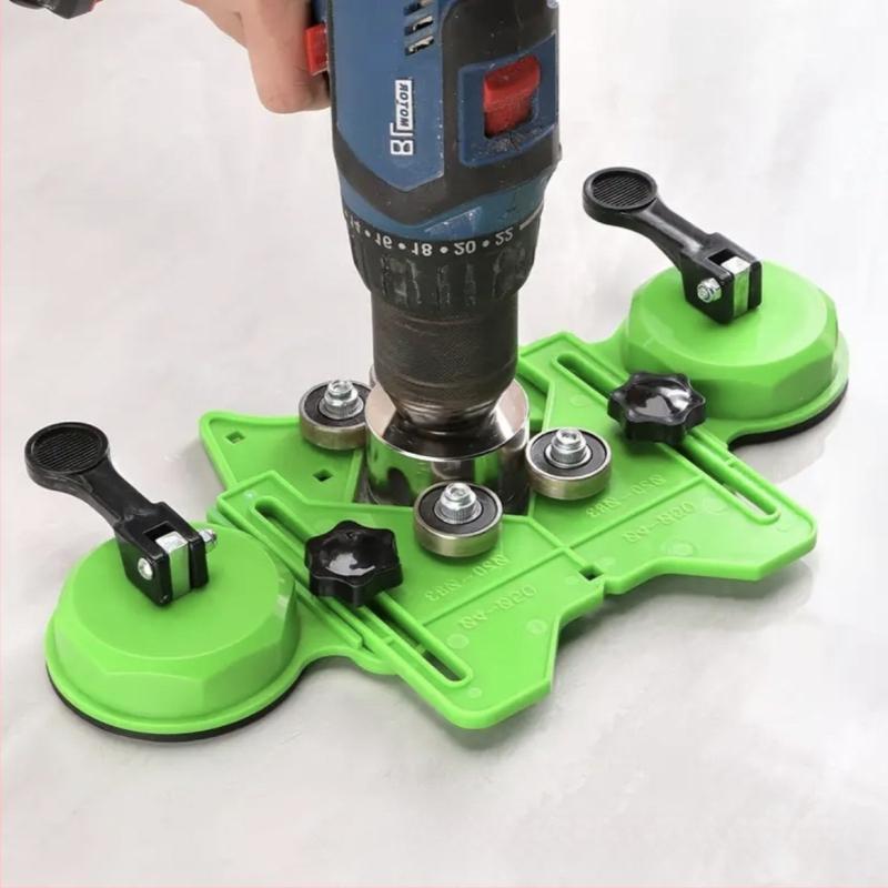 Позиционер за дупки при плочки и стъкло с вакуумен държач — прецизен инструмент за пробиване