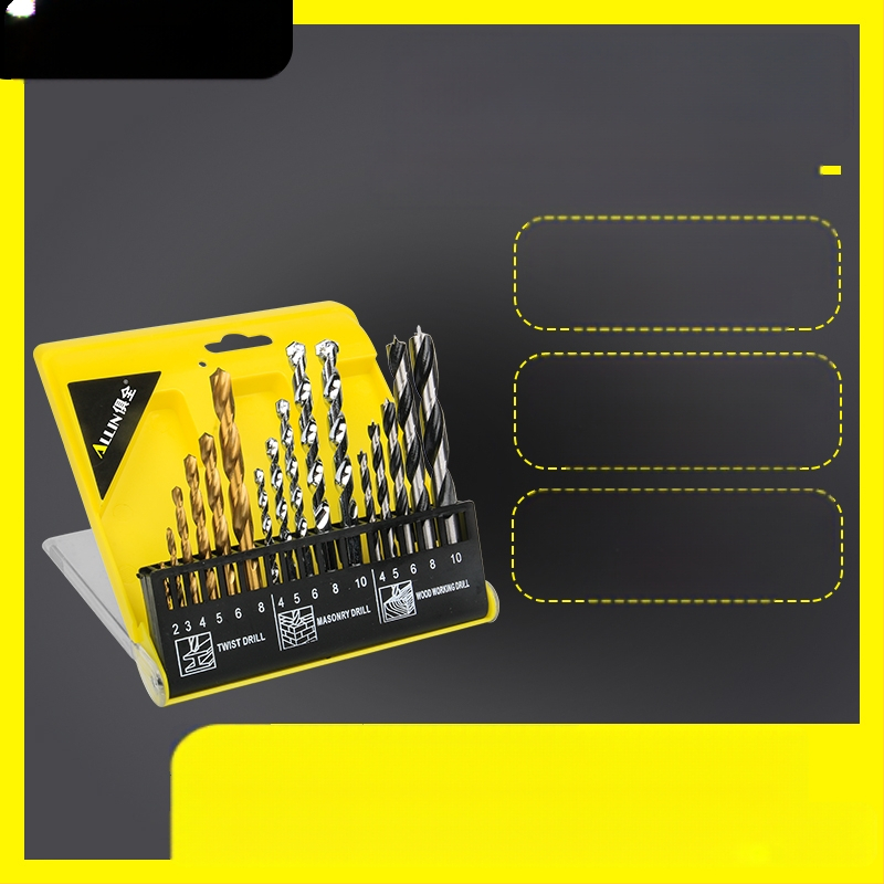 Многофункционален комплект спирални свредла за дърво и строителство; подходящ за керамични плочки и стъкло; включва бит за отвертка и разширител