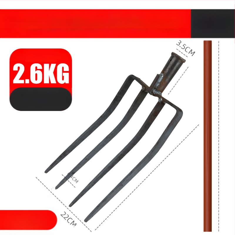 Keturių dantų mangano plieno žemės atlaisvinimo šakutė, viengubio integruoto dizaino, aukšta kietumas, skirta svogūnams, česnakams ir imbierui