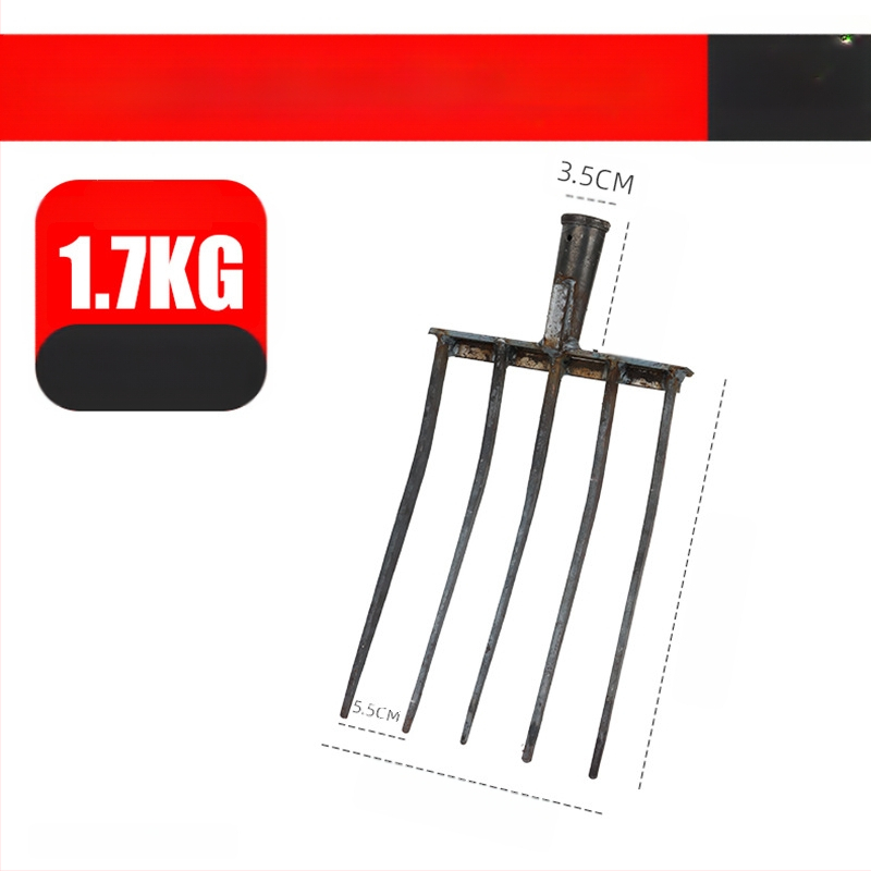 Keturių dantų mangano plieno žemės atlaisvinimo šakutė, viengubio integruoto dizaino, aukšta kietumas, skirta svogūnams, česnakams ir imbierui