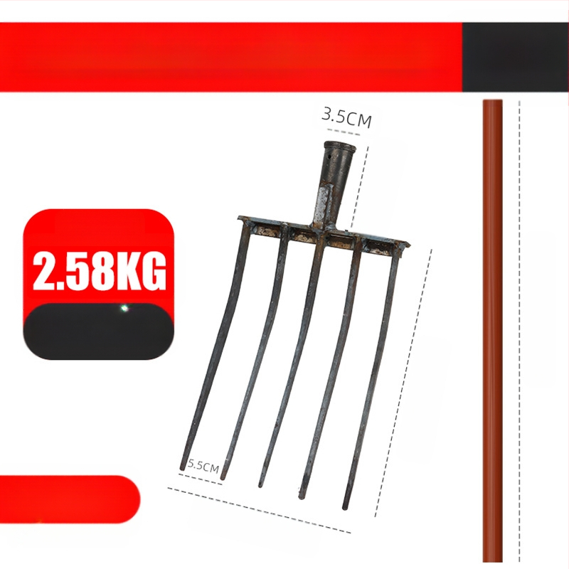 Keturių dantų mangano plieno žemės atlaisvinimo šakutė, viengubio integruoto dizaino, aukšta kietumas, skirta svogūnams, česnakams ir imbierui