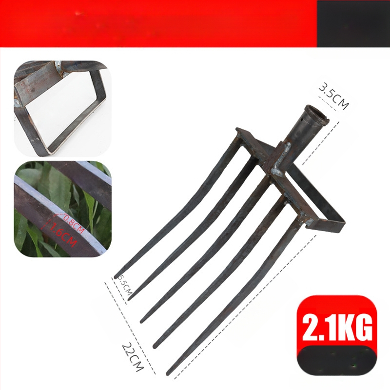 Keturių dantų mangano plieno žemės atlaisvinimo šakutė, viengubio integruoto dizaino, aukšta kietumas, skirta svogūnams, česnakams ir imbierui