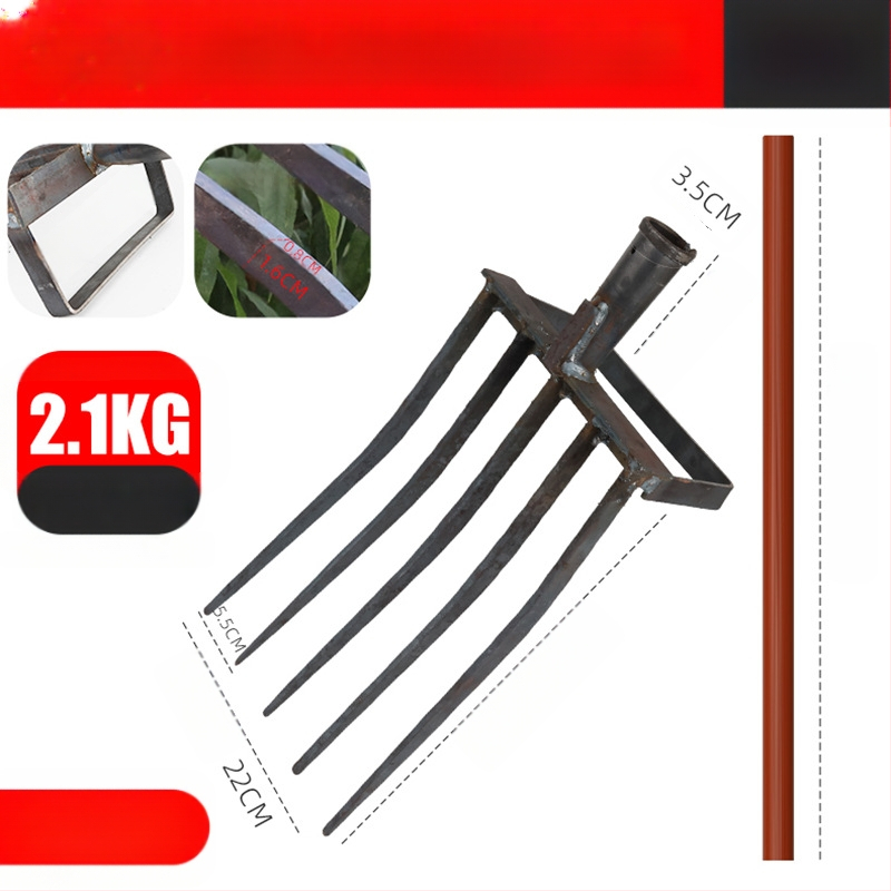 Keturių dantų mangano plieno žemės atlaisvinimo šakutė, viengubio integruoto dizaino, aukšta kietumas, skirta svogūnams, česnakams ir imbierui