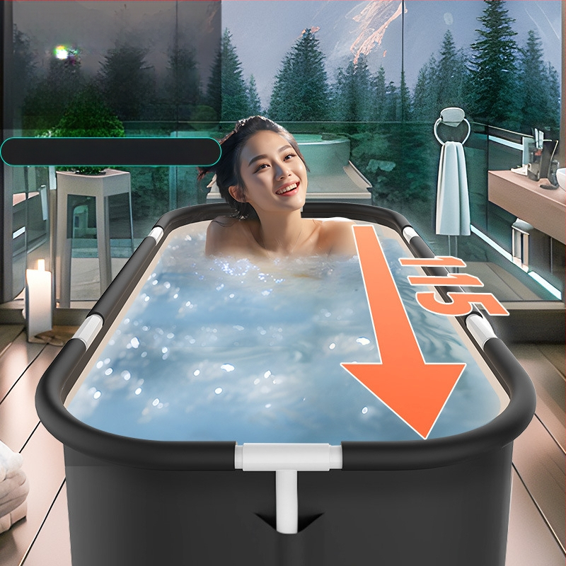 Sulankstomas vonios kibiras suaugusiems, viso kūno voniai namuose, medžiagos: Oxford audinys, PVC ir perlų medvilnė, sulankstomas, pastovi temperatūra