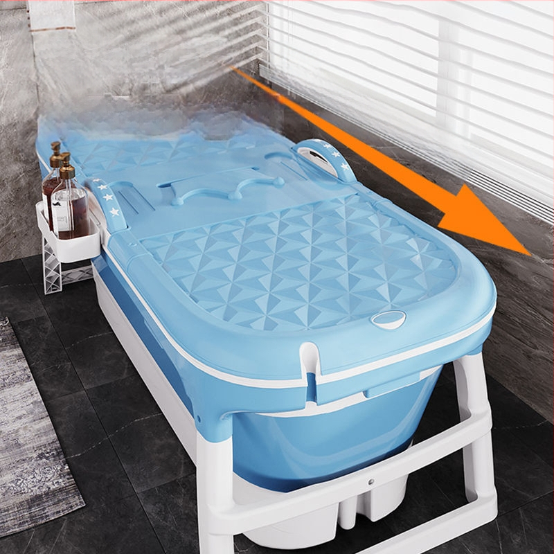 Sulankstoma vonia suaugusiems, be įrengimo, plastikinė, kairysis šono skydelis, grindų statomas čiaupas