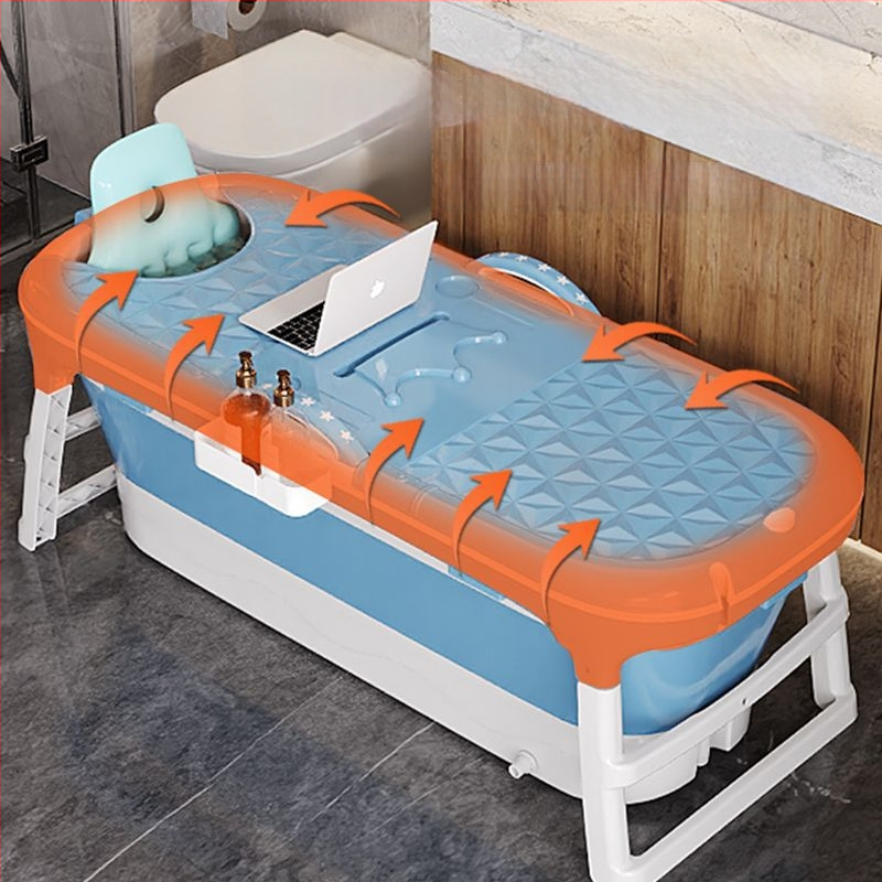 Sulankstoma vonia suaugusiems, be įrengimo, plastikinė, kairysis šono skydelis, grindų statomas čiaupas