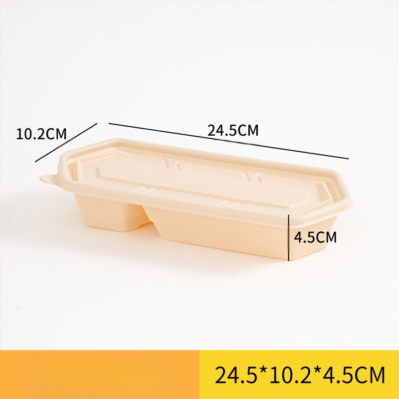 Egyszer használatos ebédes doboz japán stílusban egy személyre szóló, több rekeszes, különböző kapacitásokkal, 2 mm vastagságú, biológiailag lebomló anyagból, testreszabható
