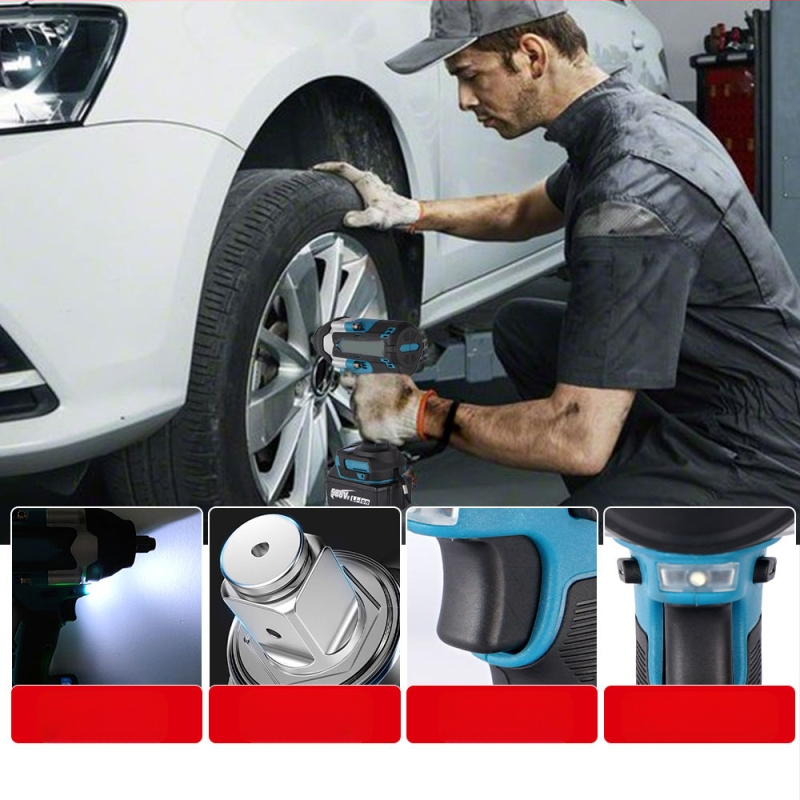 Ударен гайковерт безчетков, безжичен, с LED светлина, въртящ момент 1000 Nm, 21V батерия, обратимо завъртане