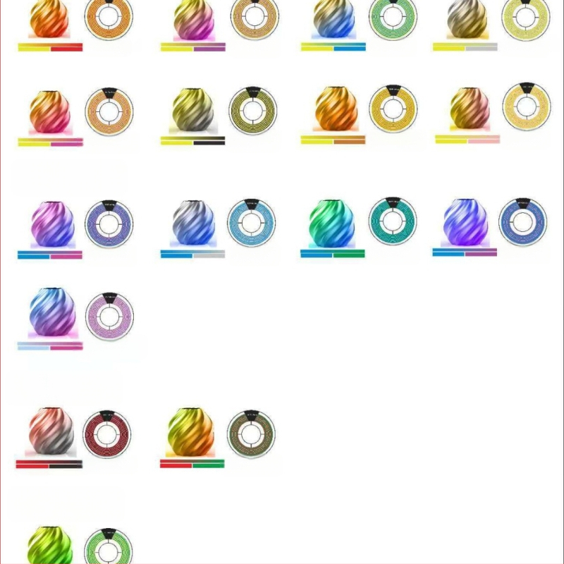 PLA нишка за 3D печат със Silk градиентен финиш, прецизност 0,011 mm