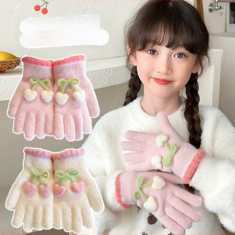 Djevojčice pletene rukavice – tople i otporne na vjetar, s pet prstiju, za zimu, proljeće i jesen, uzrast 6–12 godina