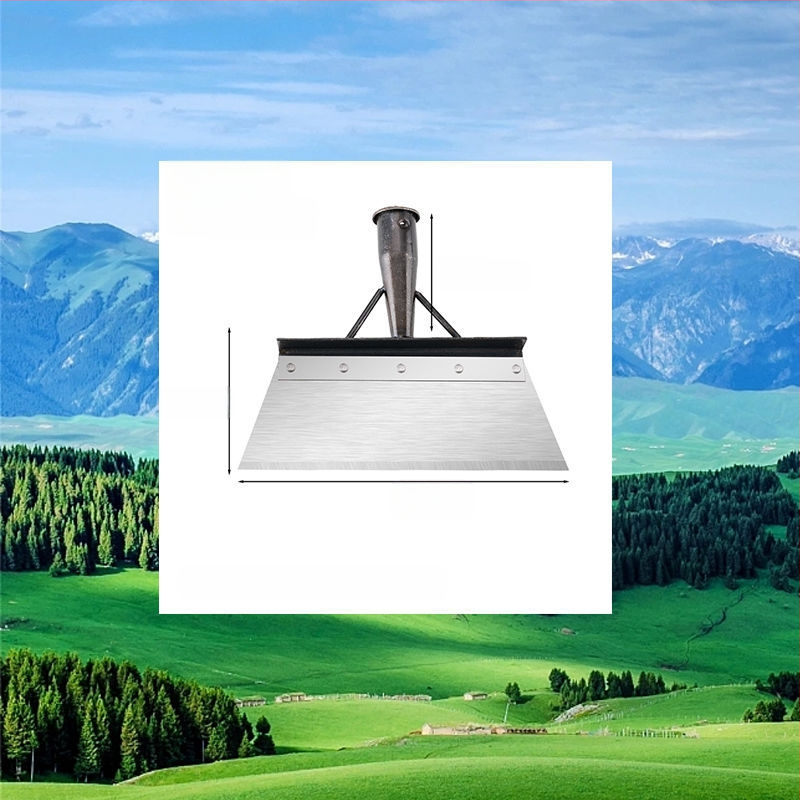 Sniego šluota iš mangano plieno su dantyta briauna – skirta sniego šalinimui, mėšlo tvarkymui ir buitinėms valymo darbams