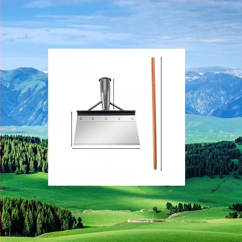 Sniego šluota iš mangano plieno su dantyta briauna – skirta sniego šalinimui, mėšlo tvarkymui ir buitinėms valymo darbams