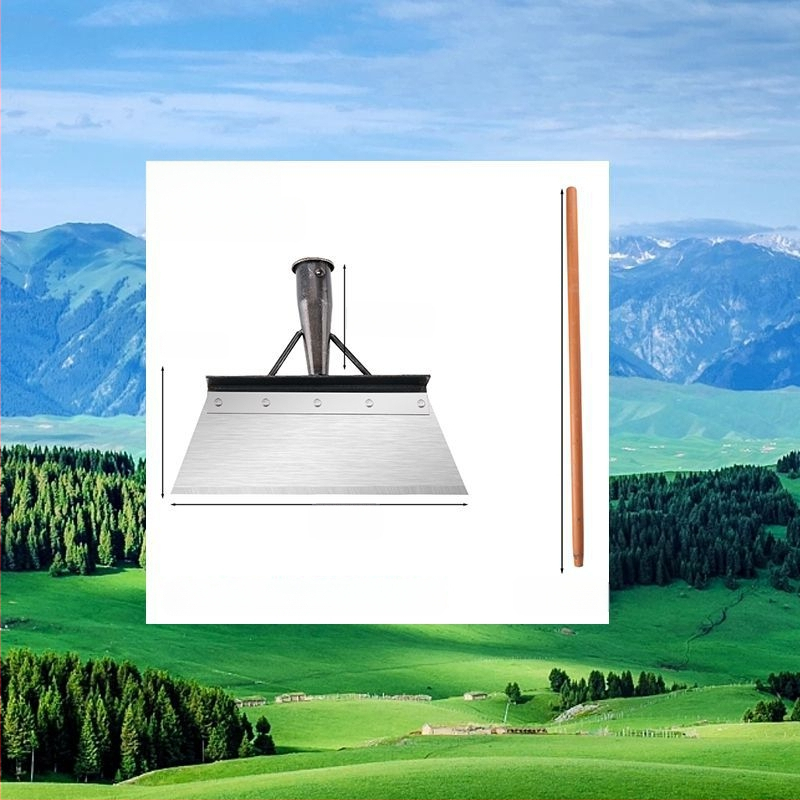 Sniego šluota iš mangano plieno su dantyta briauna – skirta sniego šalinimui, mėšlo tvarkymui ir buitinėms valymo darbams