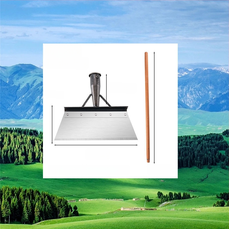 Sniego šluota iš mangano plieno su dantyta briauna – skirta sniego šalinimui, mėšlo tvarkymui ir buitinėms valymo darbams