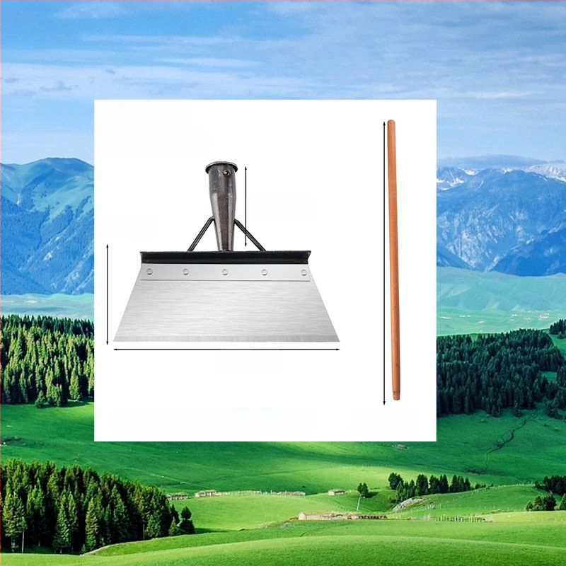 Sniego šluota iš mangano plieno su dantyta briauna – skirta sniego šalinimui, mėšlo tvarkymui ir buitinėms valymo darbams