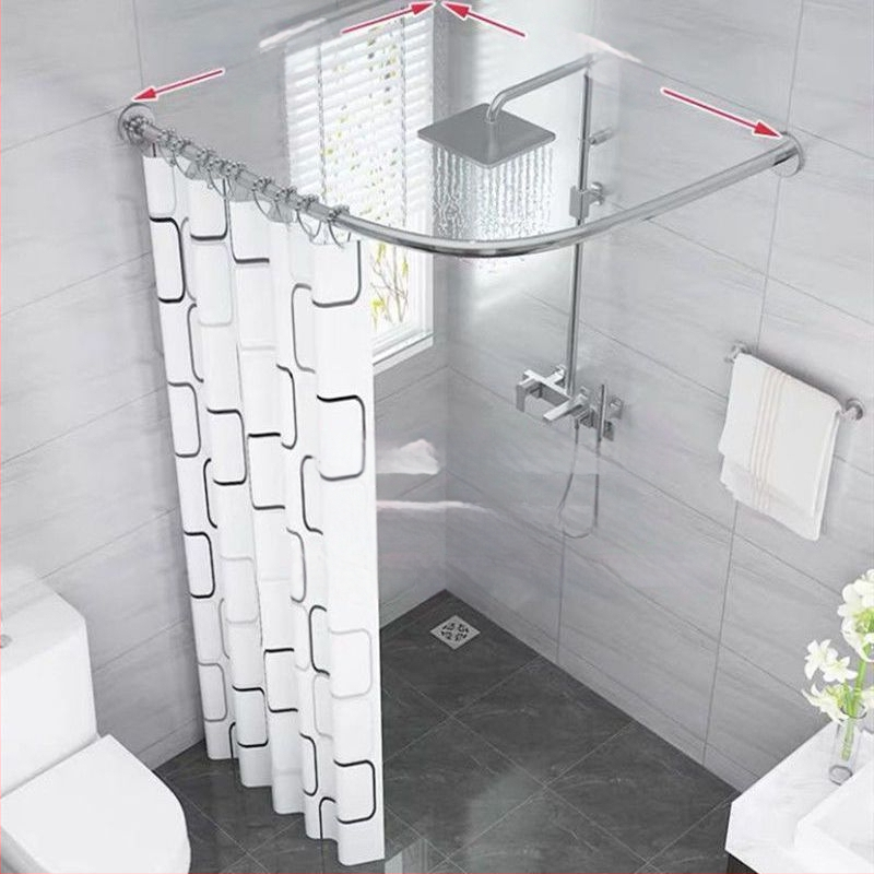 Set bară duș, curbată, fără găurire, oțel inoxidabil 201