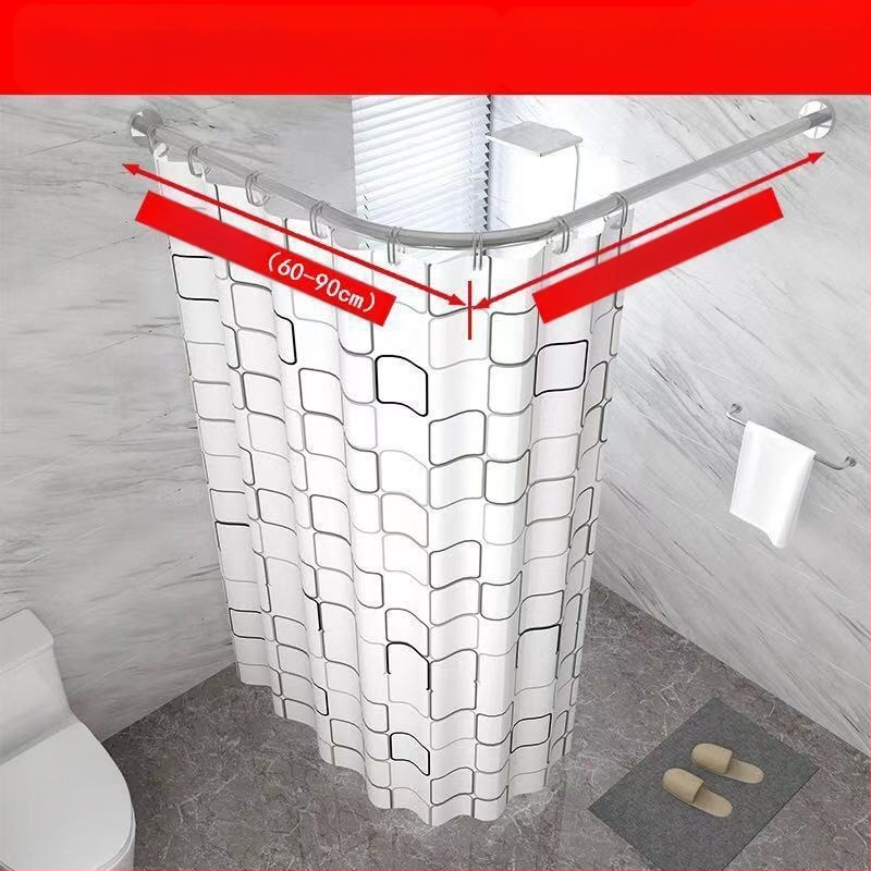 Set bară duș, curbată, fără găurire, oțel inoxidabil 201