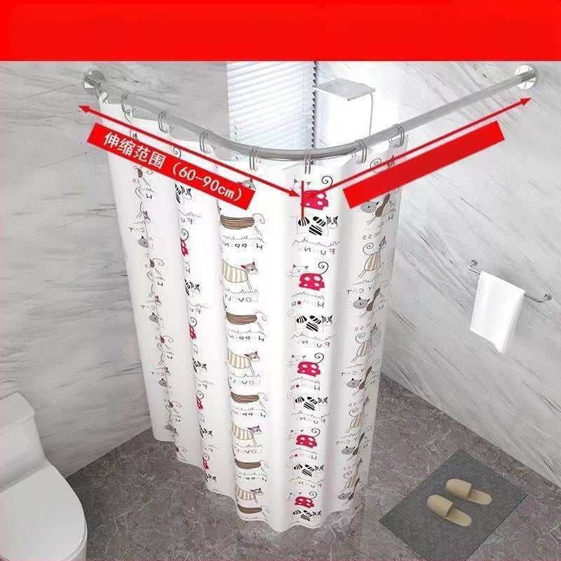 Set bară duș, curbată, fără găurire, oțel inoxidabil 201