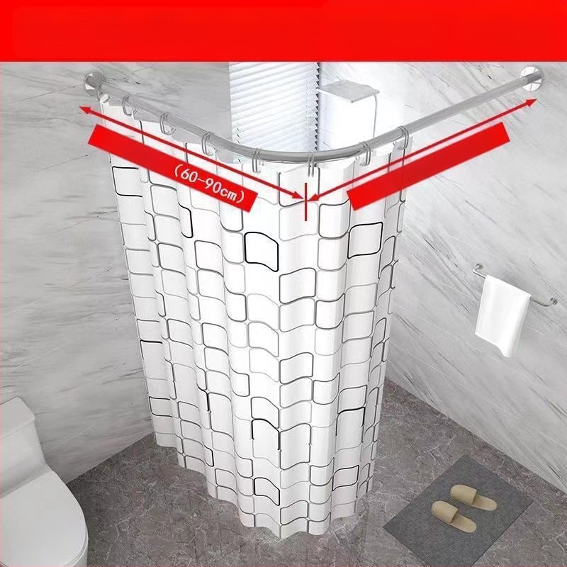 Set bară duș, curbată, fără găurire, oțel inoxidabil 201