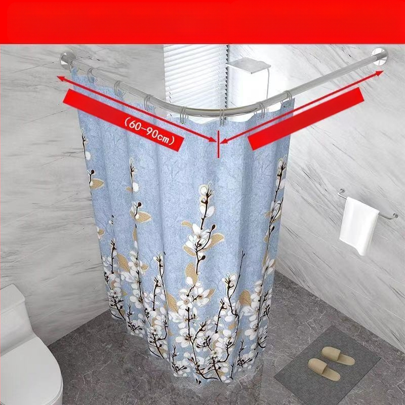 Set bară duș, curbată, fără găurire, oțel inoxidabil 201