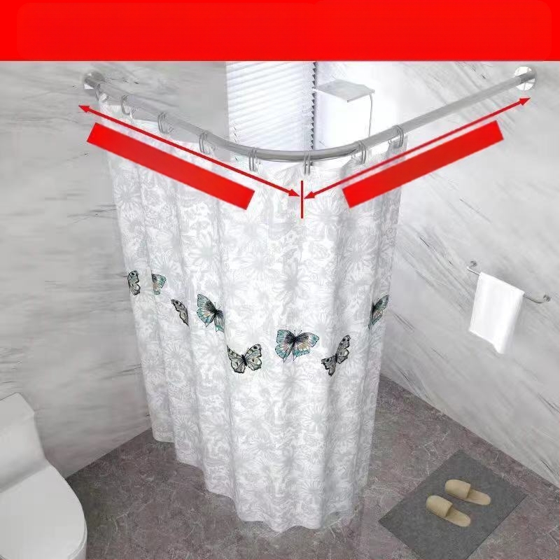 Set bară duș, curbată, fără găurire, oțel inoxidabil 201