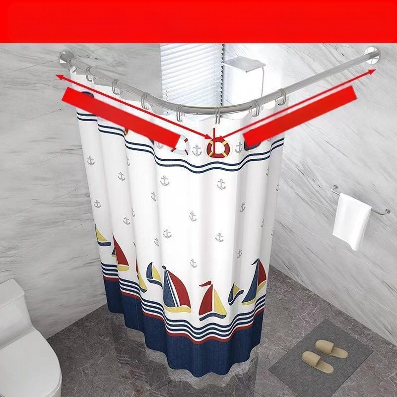 Set bară duș, curbată, fără găurire, oțel inoxidabil 201