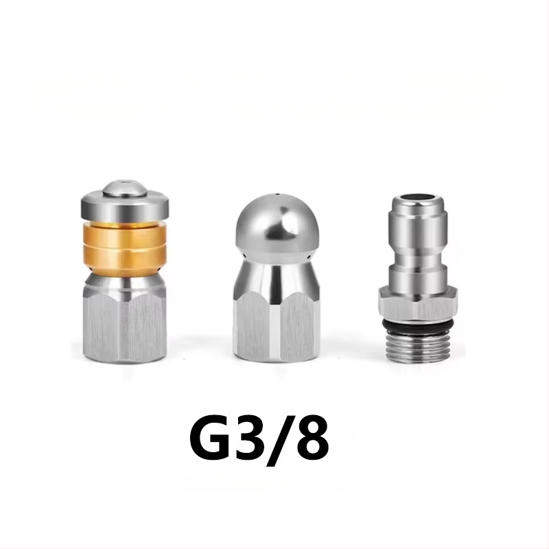 Nerūdijančio plieno aukšto slėgio purkštuvu kanalų valymui su 1/4 colio jungtimi ir 3/8 colio greita jungtimi, Independent prekės ženklas