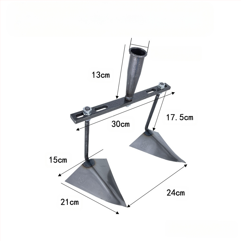 Reguliuojama trikampė daržo kastuvė kanalo klojimui, kasimui, griovių formavimui ir dirvožemio atpalaidavimui – daugiafunkcis sodo įrankis su aštria paukščio snapo galva