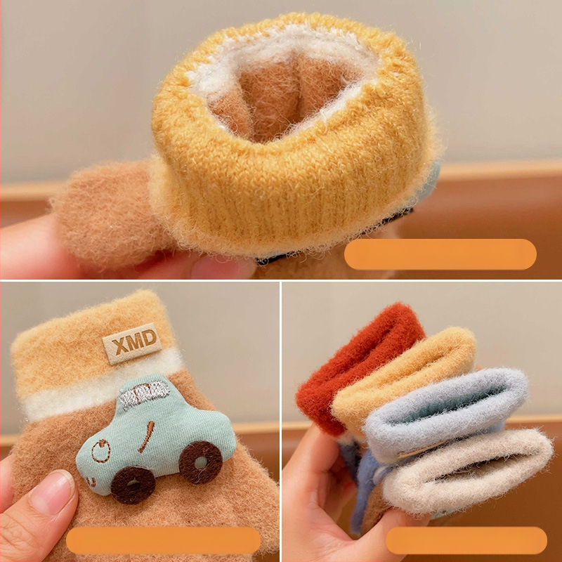 Žieminės kūdikių pirštinės su automobilio raštu, dirbtinis kašmaras, megztos, 0–4 metų, unisex