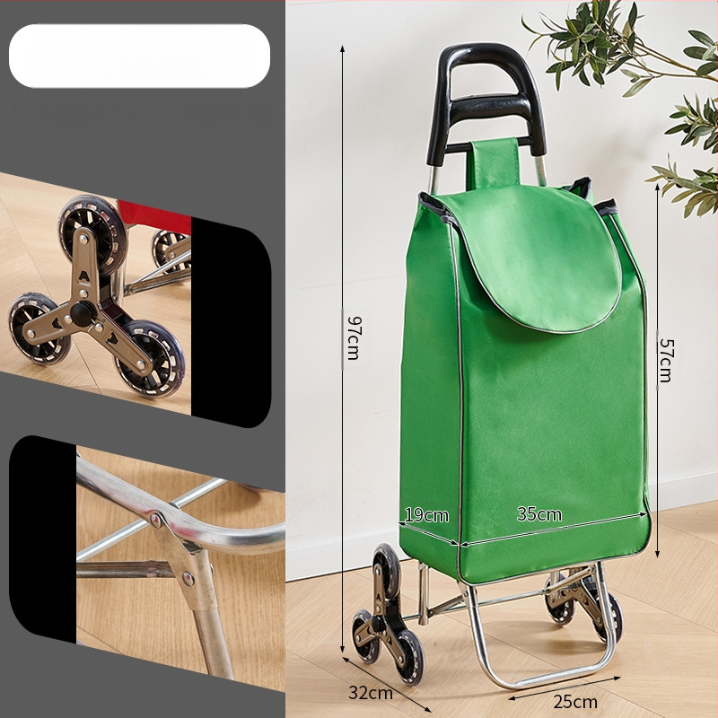 Φορητό οικιακό καρότσι αγορών, με αναδιπλούμενο σκελετό, υλικό γαλβανωμένη σωλήνα + ύφασμα 600D Oxford, μεταφορική ικανότητα 15 kg, καρότσι με ράβδο έλξης, προέλευση Χεμπέι, Κίνα