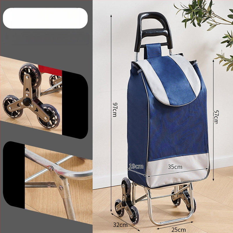 Φορητό οικιακό καρότσι αγορών, με αναδιπλούμενο σκελετό, υλικό γαλβανωμένη σωλήνα + ύφασμα 600D Oxford, μεταφορική ικανότητα 15 kg, καρότσι με ράβδο έλξης, προέλευση Χεμπέι, Κίνα