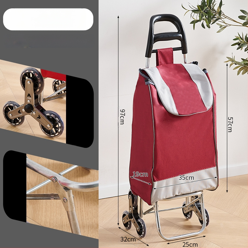Φορητό οικιακό καρότσι αγορών, με αναδιπλούμενο σκελετό, υλικό γαλβανωμένη σωλήνα + ύφασμα 600D Oxford, μεταφορική ικανότητα 15 kg, καρότσι με ράβδο έλξης, προέλευση Χεμπέι, Κίνα