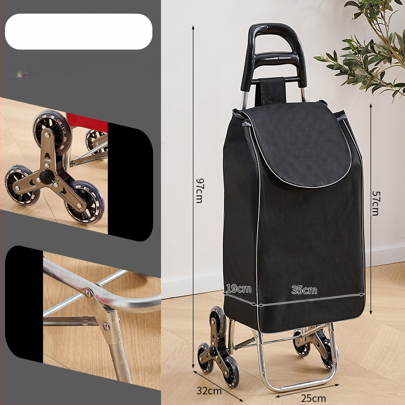 Φορητό οικιακό καρότσι αγορών, με αναδιπλούμενο σκελετό, υλικό γαλβανωμένη σωλήνα + ύφασμα 600D Oxford, μεταφορική ικανότητα 15 kg, καρότσι με ράβδο έλξης, προέλευση Χεμπέι, Κίνα