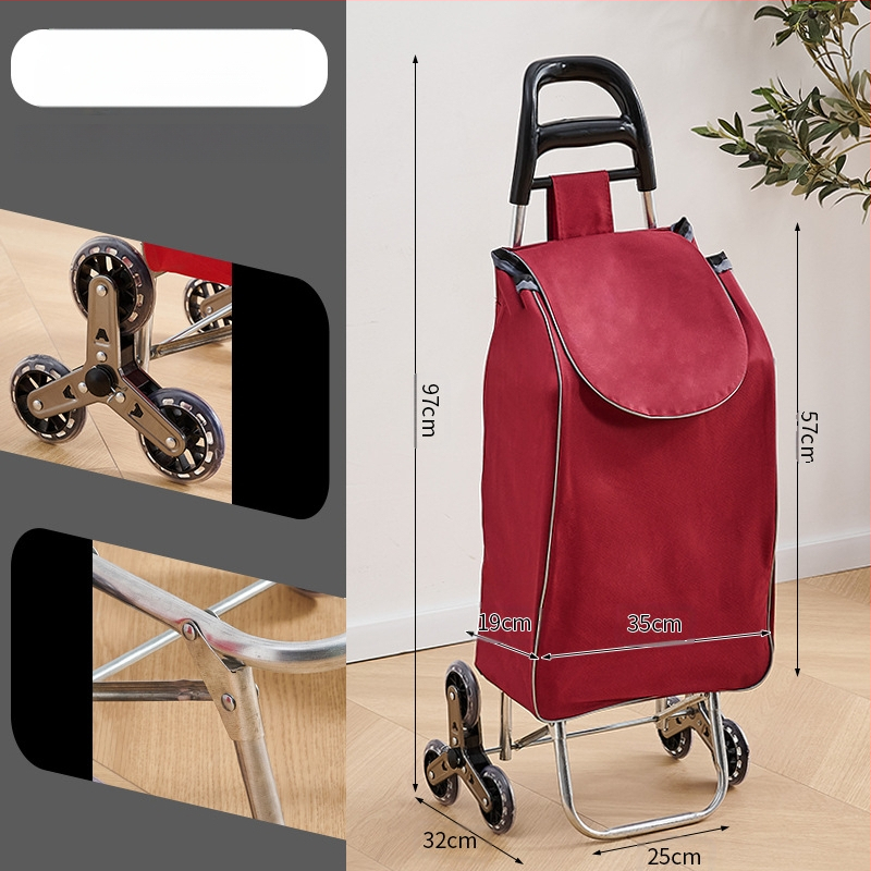 Φορητό οικιακό καρότσι αγορών, με αναδιπλούμενο σκελετό, υλικό γαλβανωμένη σωλήνα + ύφασμα 600D Oxford, μεταφορική ικανότητα 15 kg, καρότσι με ράβδο έλξης, προέλευση Χεμπέι, Κίνα