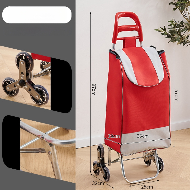 Φορητό οικιακό καρότσι αγορών, με αναδιπλούμενο σκελετό, υλικό γαλβανωμένη σωλήνα + ύφασμα 600D Oxford, μεταφορική ικανότητα 15 kg, καρότσι με ράβδο έλξης, προέλευση Χεμπέι, Κίνα