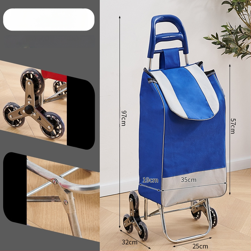 Φορητό οικιακό καρότσι αγορών, με αναδιπλούμενο σκελετό, υλικό γαλβανωμένη σωλήνα + ύφασμα 600D Oxford, μεταφορική ικανότητα 15 kg, καρότσι με ράβδο έλξης, προέλευση Χεμπέι, Κίνα