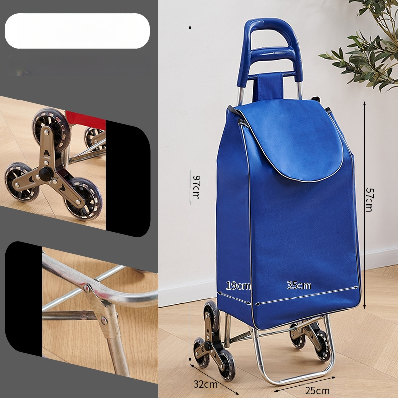 Φορητό οικιακό καρότσι αγορών, με αναδιπλούμενο σκελετό, υλικό γαλβανωμένη σωλήνα + ύφασμα 600D Oxford, μεταφορική ικανότητα 15 kg, καρότσι με ράβδο έλξης, προέλευση Χεμπέι, Κίνα