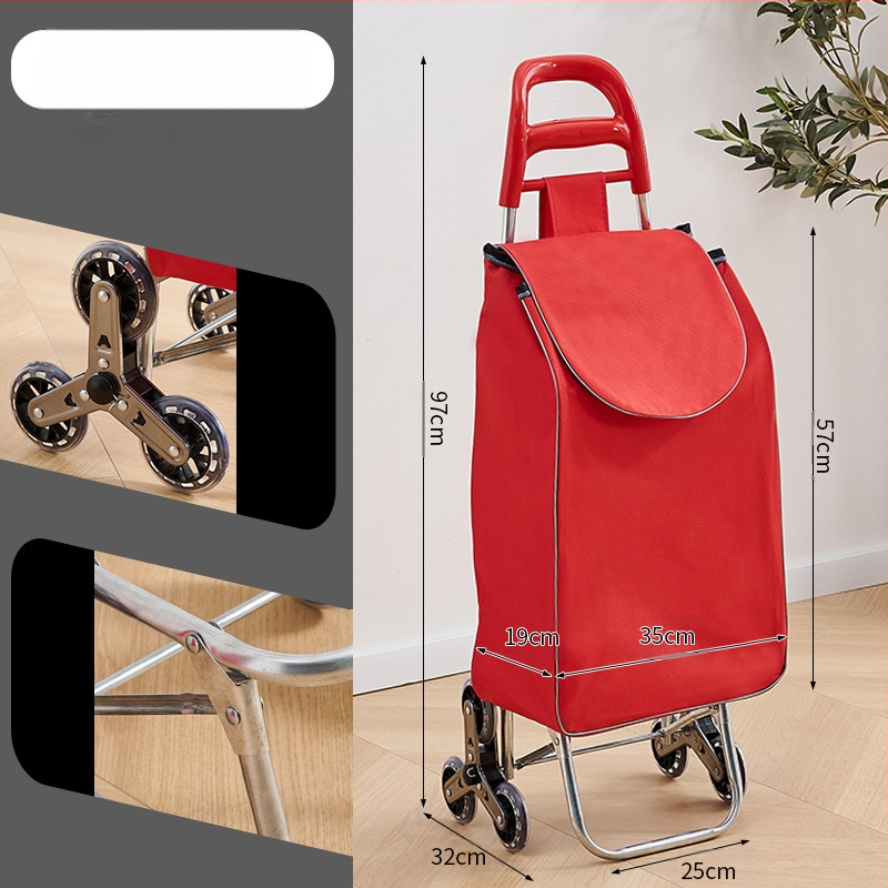 Φορητό οικιακό καρότσι αγορών, με αναδιπλούμενο σκελετό, υλικό γαλβανωμένη σωλήνα + ύφασμα 600D Oxford, μεταφορική ικανότητα 15 kg, καρότσι με ράβδο έλξης, προέλευση Χεμπέι, Κίνα